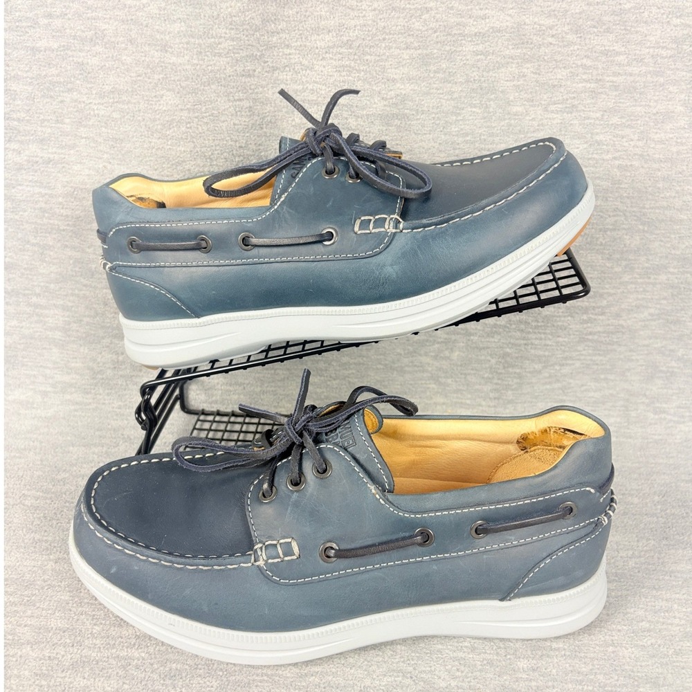 Samuel Hubbard New Endeavor Boat Shoes Driftwood Blue Leather Mens 9.5 Wide